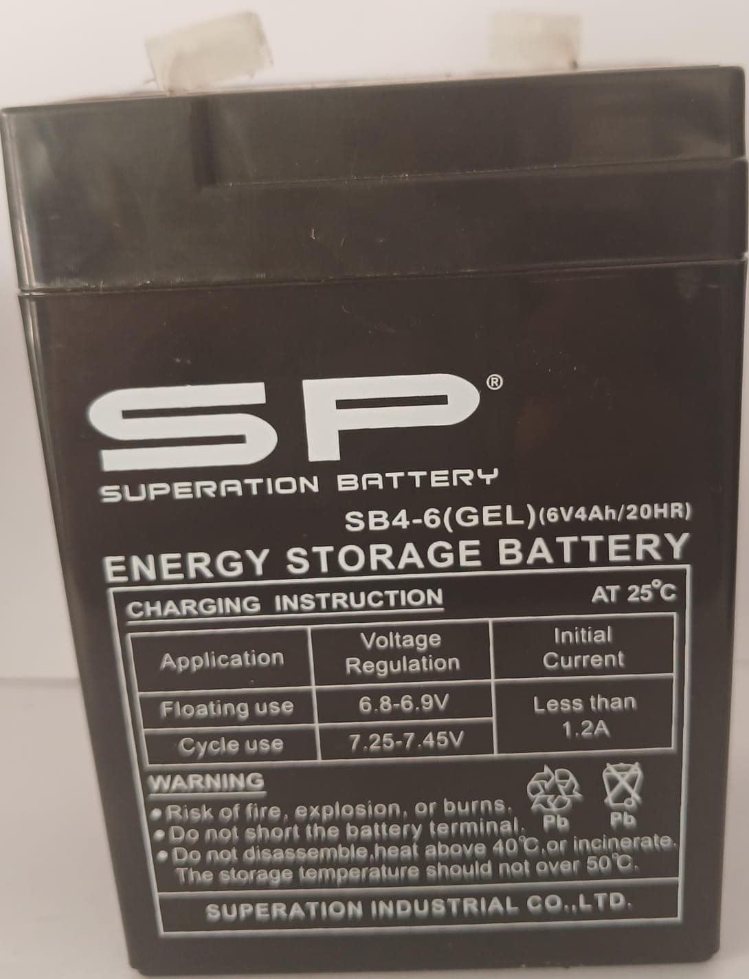  BATTERIE SP ENRGY STORAGE SB4-6 6V 4AH(gel)